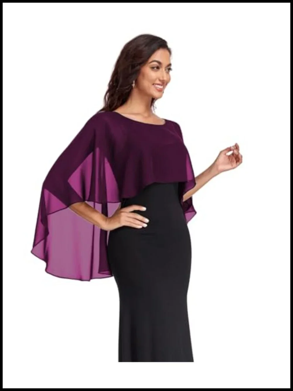 Sheer Chiffon Capelet Shawl Wrap for Evening Dresses Wedding Cover Up